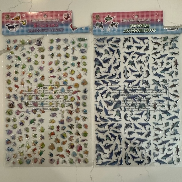 Sticker collection fish aquatic sparkly x 2  package. NIP - Picture 1 of 7